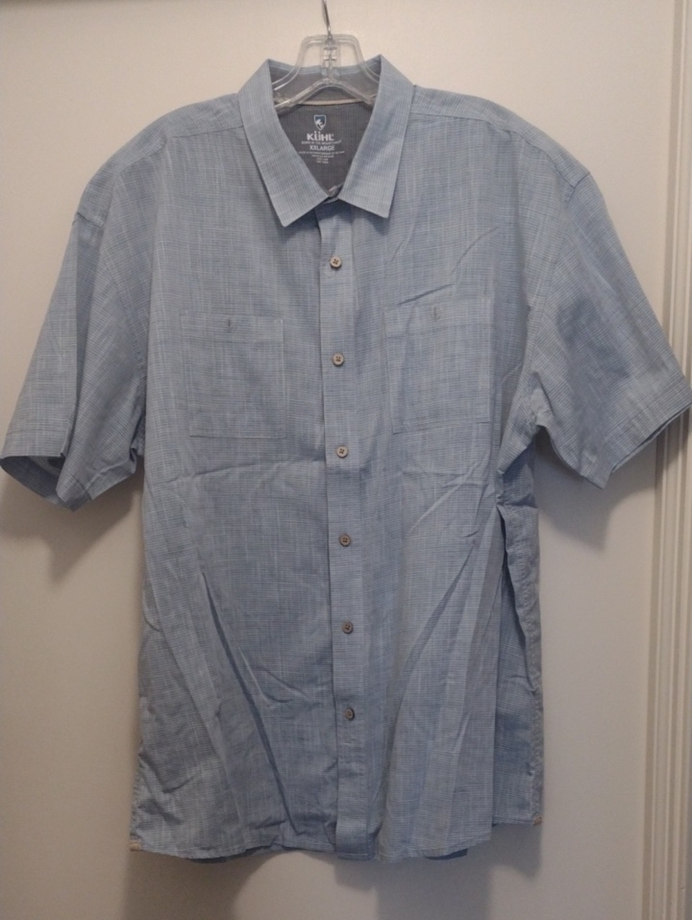 Kuhl Men’s Light Blue Short Sleeve Button-Down Shirt (J1213)